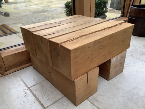 Oak plank lamp coffee table - oak,