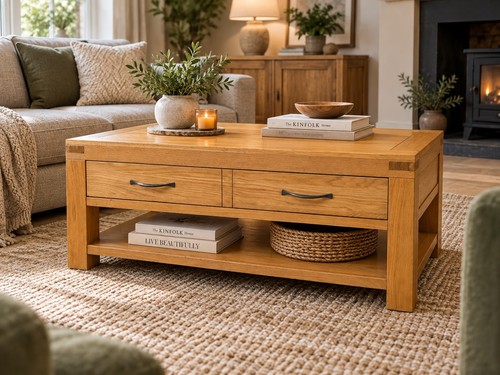 Oak coffee table with - coffee,
